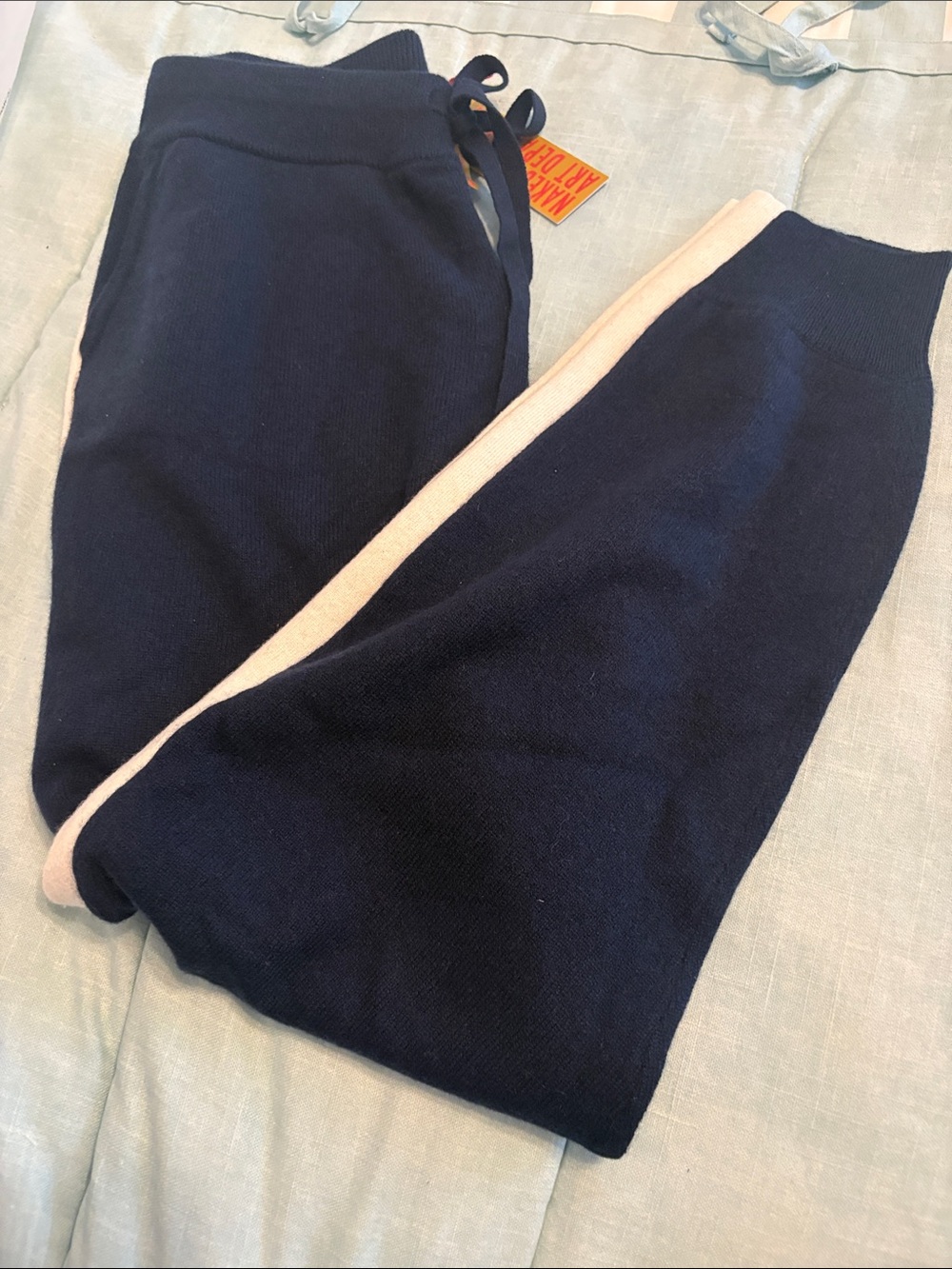 Naked sportie Side Stripe 27”” inseam  large 30”waist  track pants  unisex navy